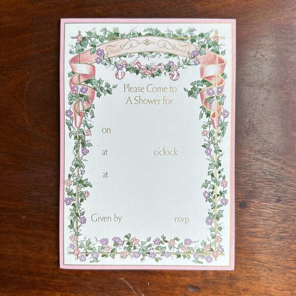 4ct Caspari Fill-In Shower Floral Invitations - Picture 4 of 15